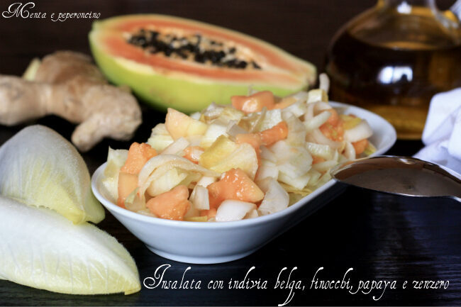 Insalata con indivia belga, finocchi, papaya e zenzero