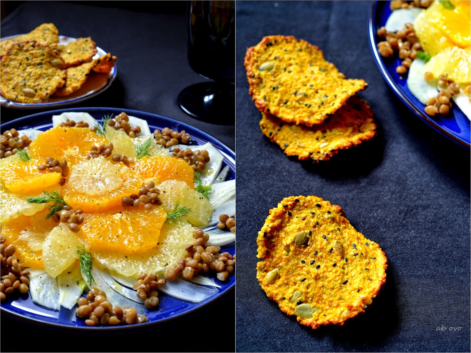 Insalata di agrumi con cialde di cous cous ai semi