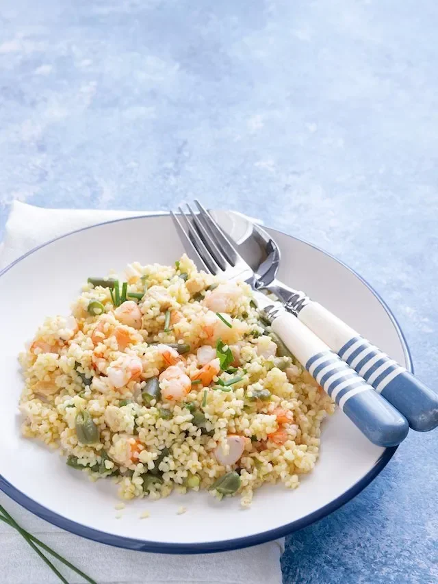 Insalata di bulgur e gamberi