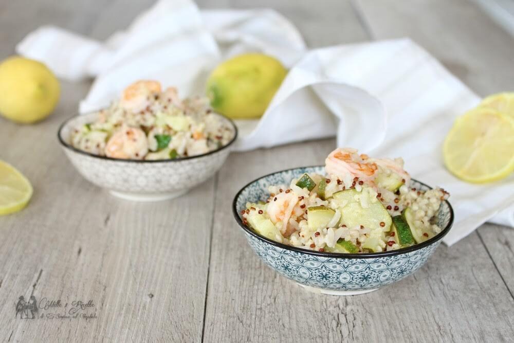 Insalata di cereali con zucchine e mazzancolle