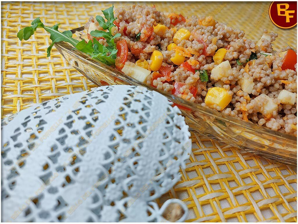 Insalata di cous cous con verdure e provola