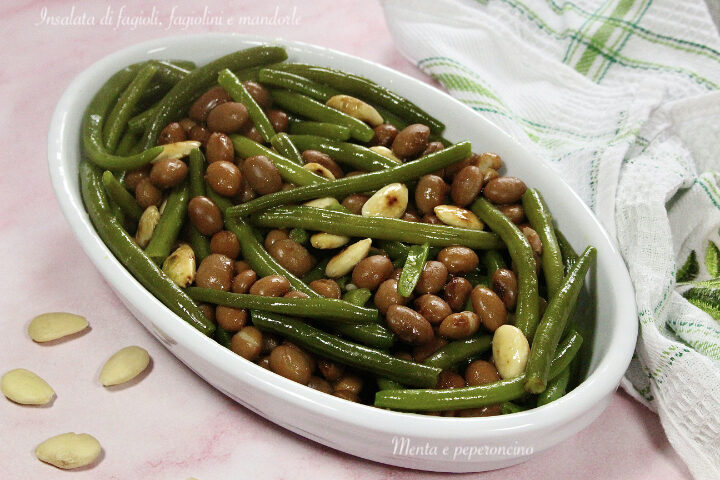 Insalata di fagioli, fagiolini e mandorle
