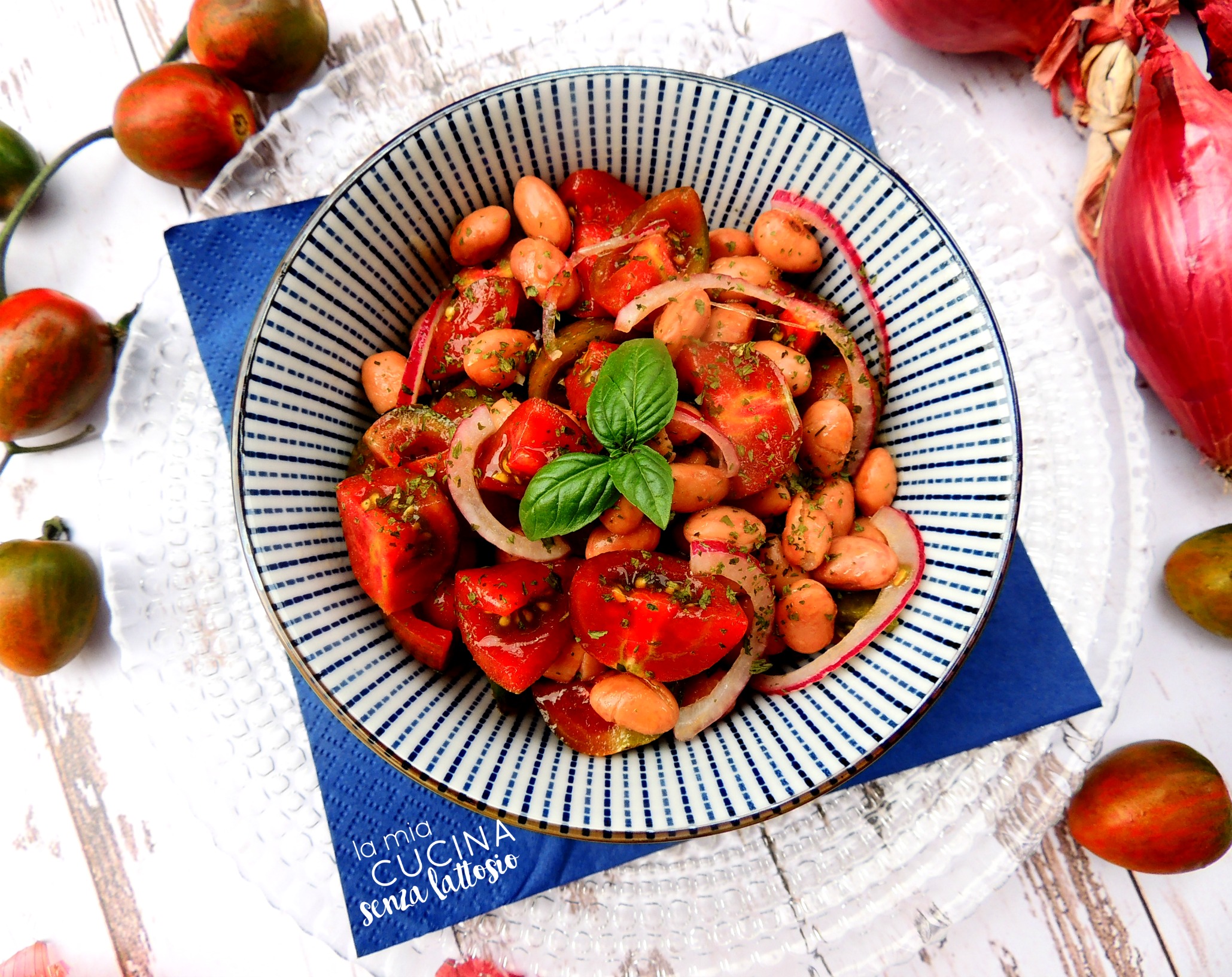 Insalata di fagioli, pomodori e cipolla