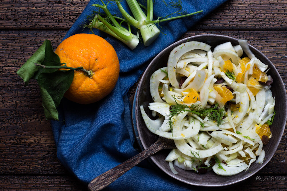 Insalata di  finocchi e arancia con olive taggiasche