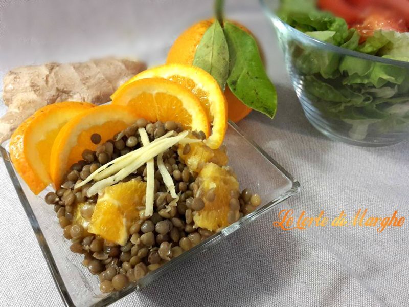 Insalata di lenticchie arancia e zenzero
