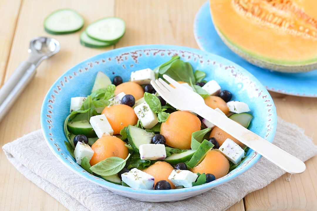 Insalata di Melone Mirtilli e Feta