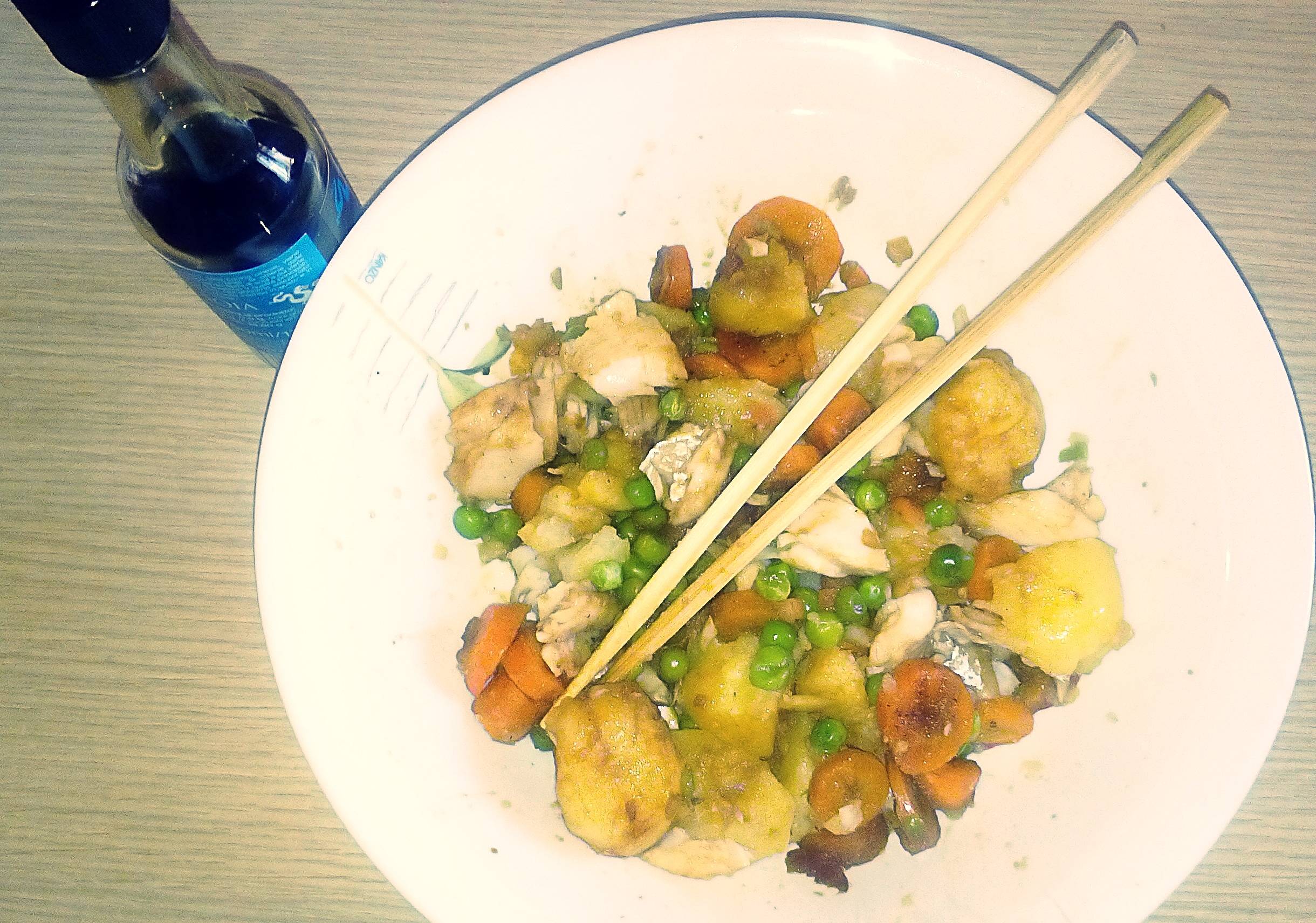 Insalata di merluzzo e patate in salsa di soia