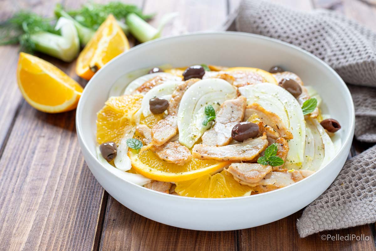 Insalata di pollo finocchi e arance