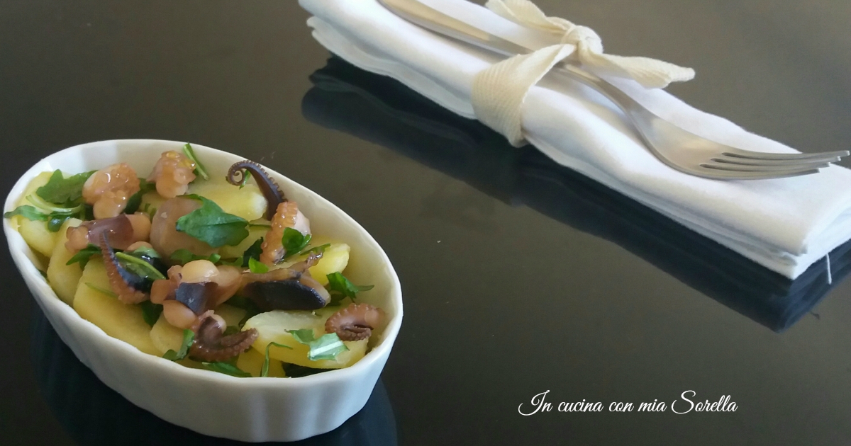 Insalata di polpo e patate con rucola