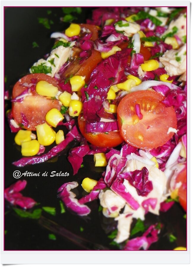 Insalata di radicchio salmone e mais