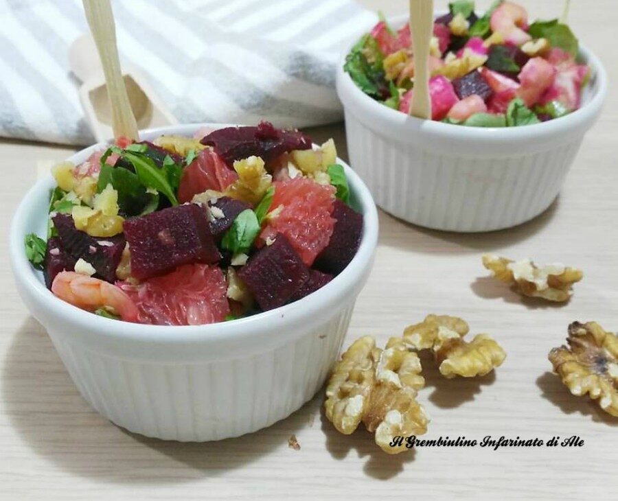 Insalata di rapa rossa e pompelmo alle noci