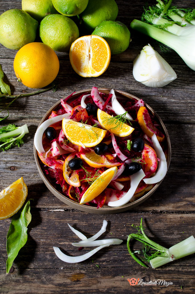 Insalata di rapa rossa finocchi e arancia