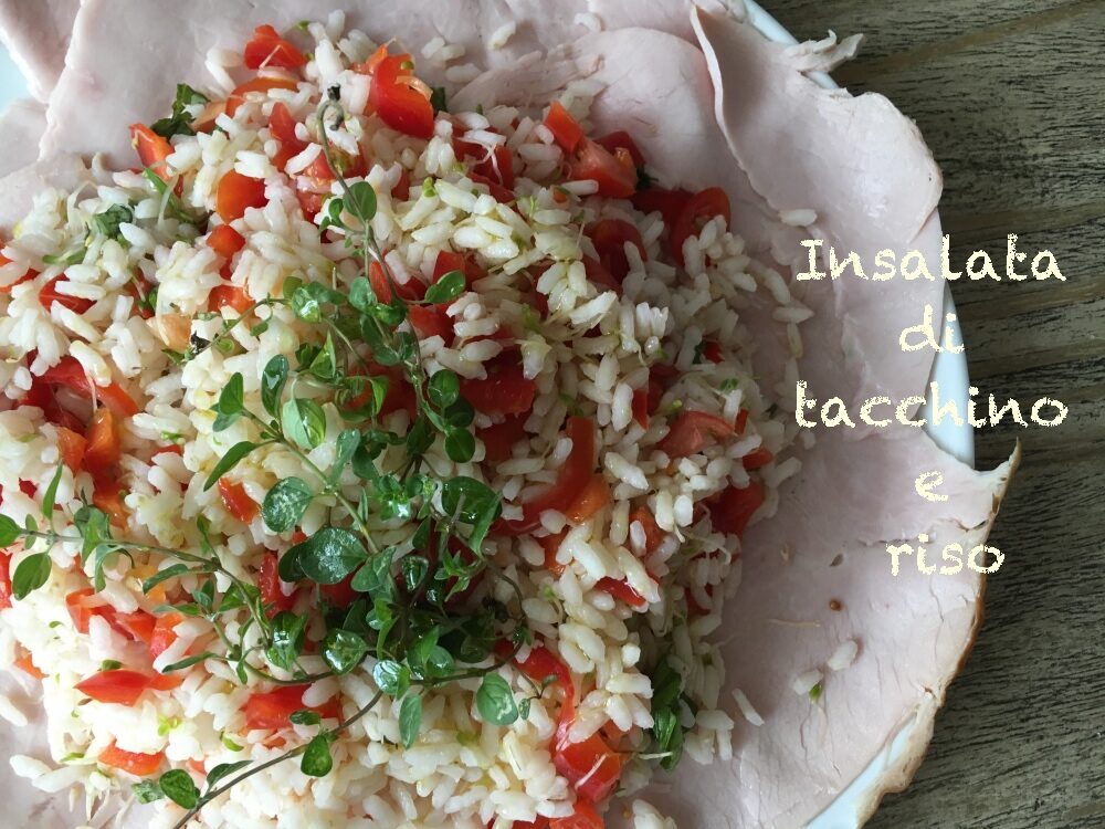 Insalata di tacchino e riso per colorare la tavola