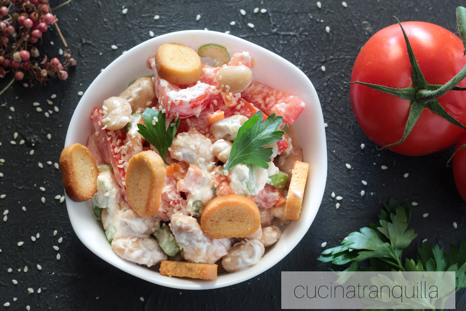 Insalata fredda con robiola e fagioli spagna senza cottura