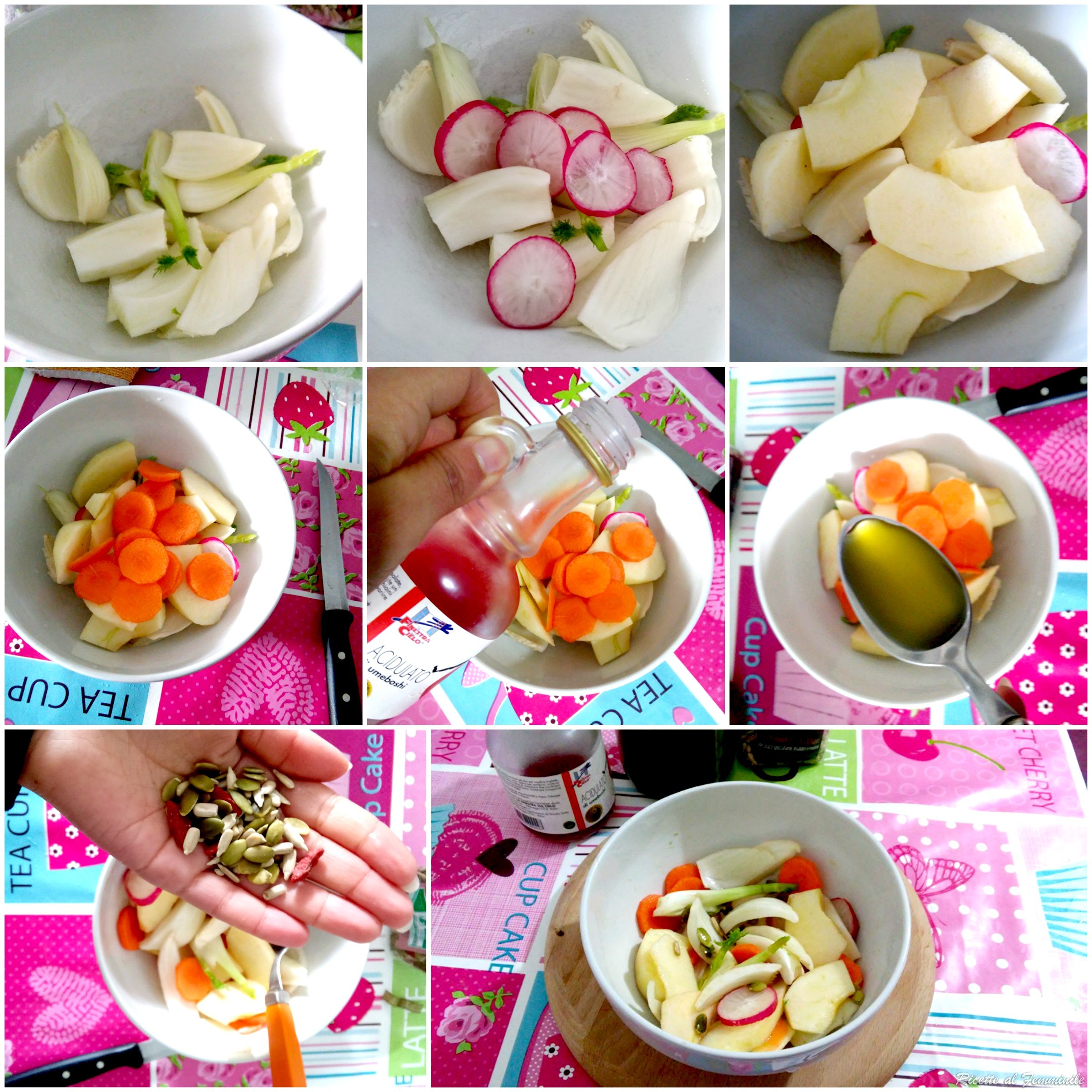 Insalata sfiziosa: ravanelli, mela, finocchio e carota