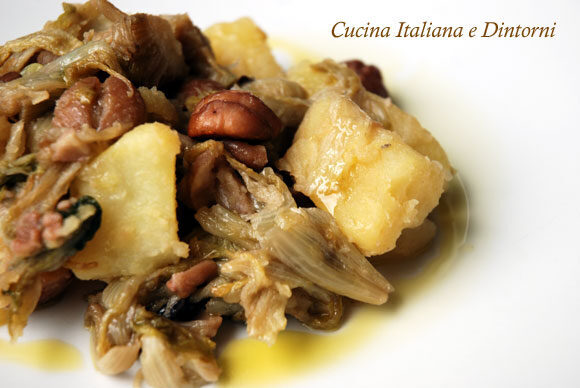 Insalata tiepida di scarola, patate e castagne