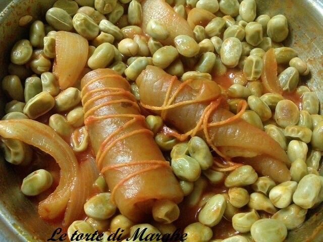 Involtini con cotenna di maiale e fave..