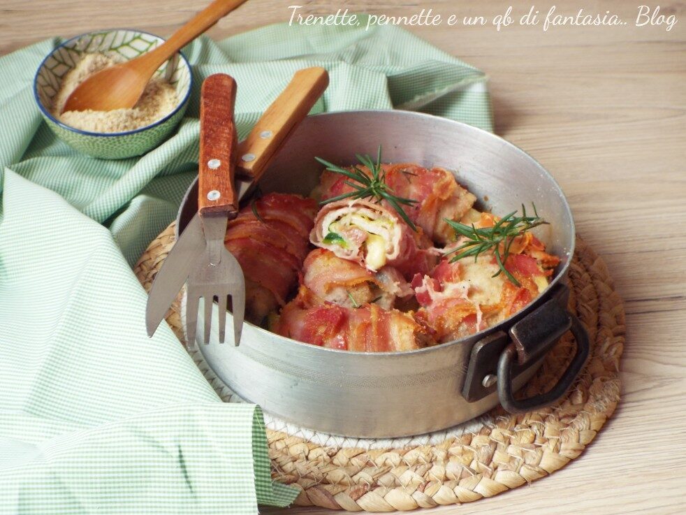 Involtini di arista con zucchine e pancetta