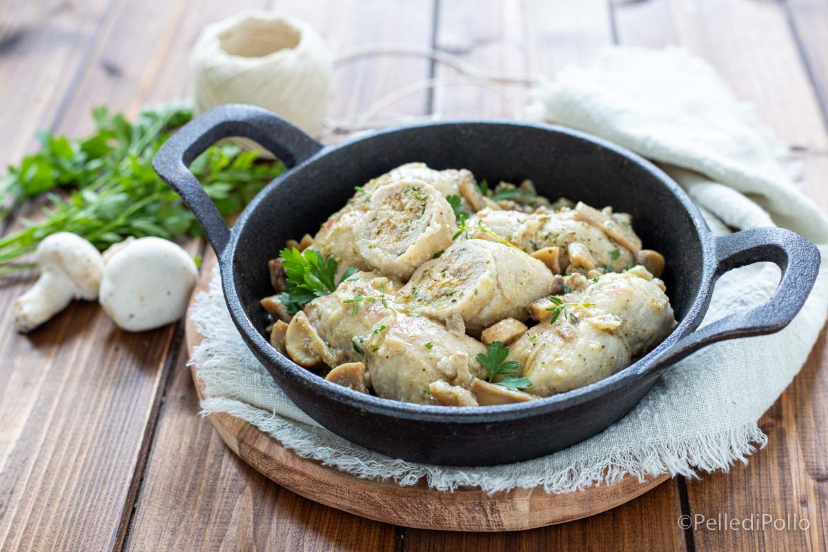Involtini di lonza ai funghi