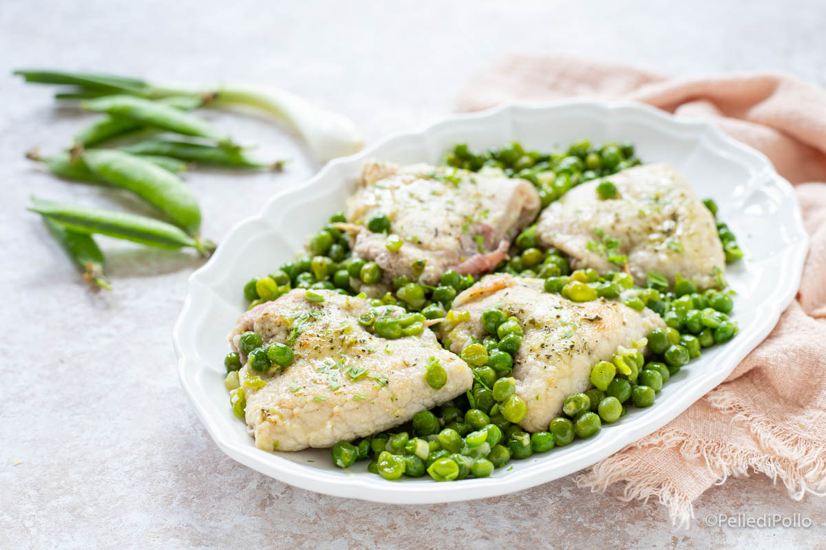 Involtini di lonza con piselli