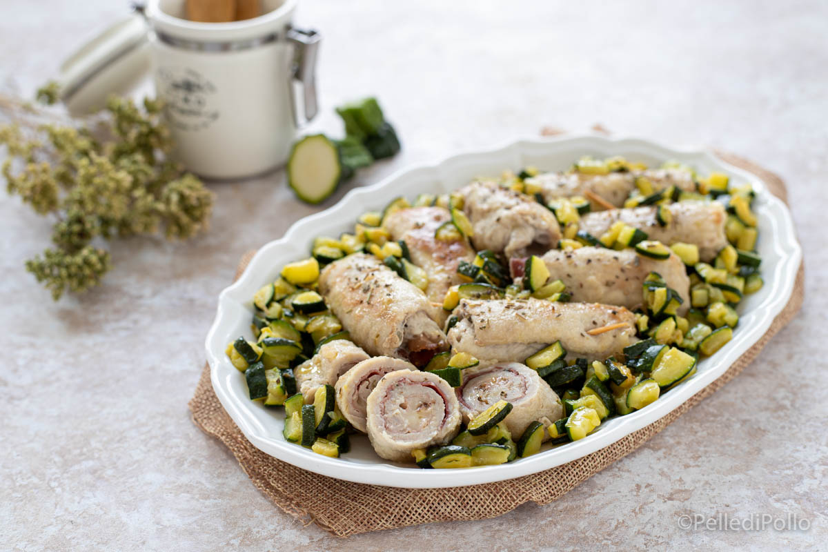 Involtini di lonza con speck e zucchine