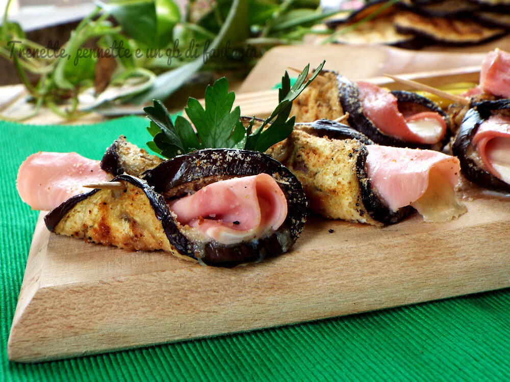 Involtini di melanzana con prosciutto cotto filanti