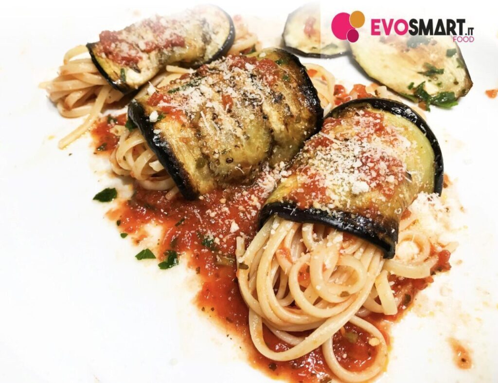 Involtini di melanzane con spaghetti