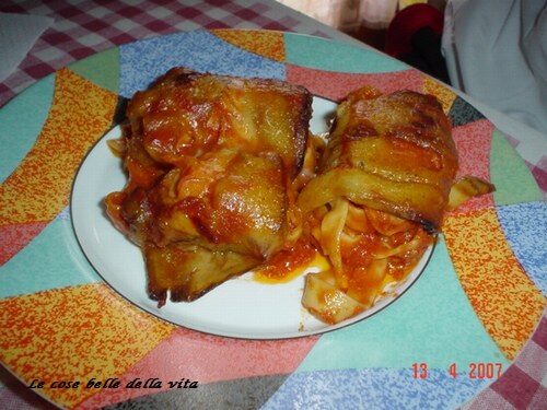 Involtini di melanzane con tagliatelle