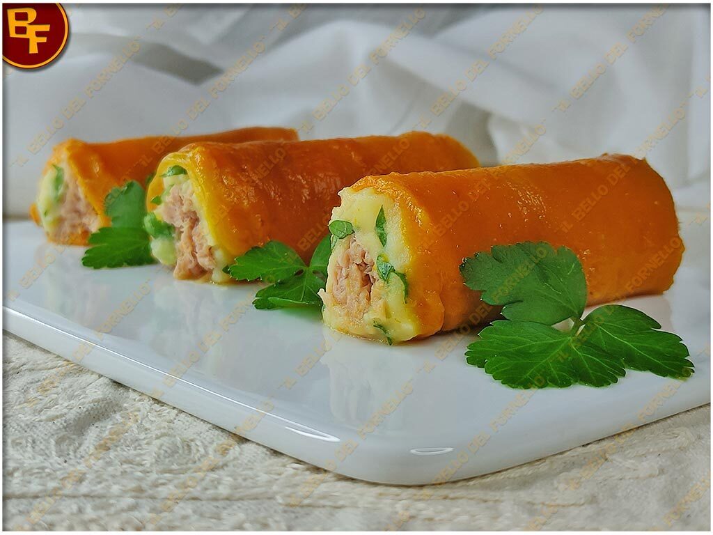 Involtini di peperoni con tonno e patate