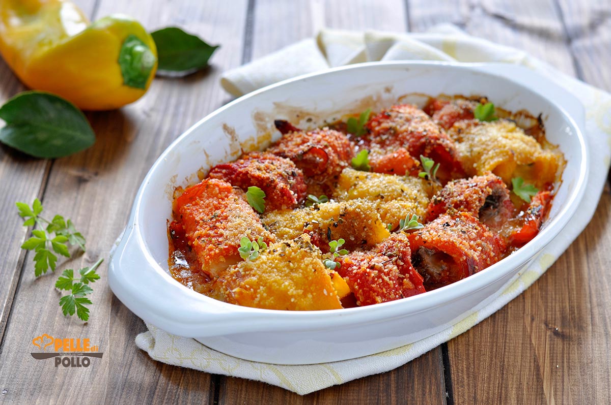 Involtini di peperoni gratinati al forno