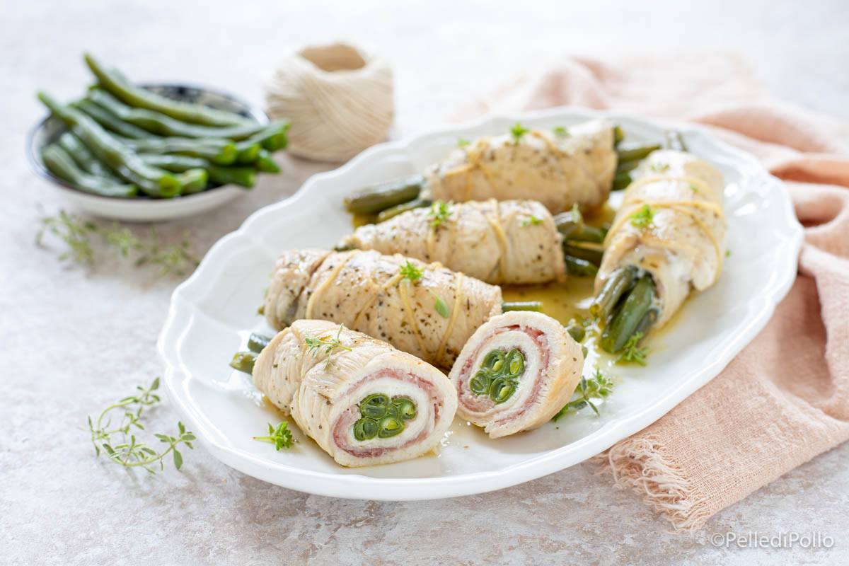 Involtini di pollo con fagiolini