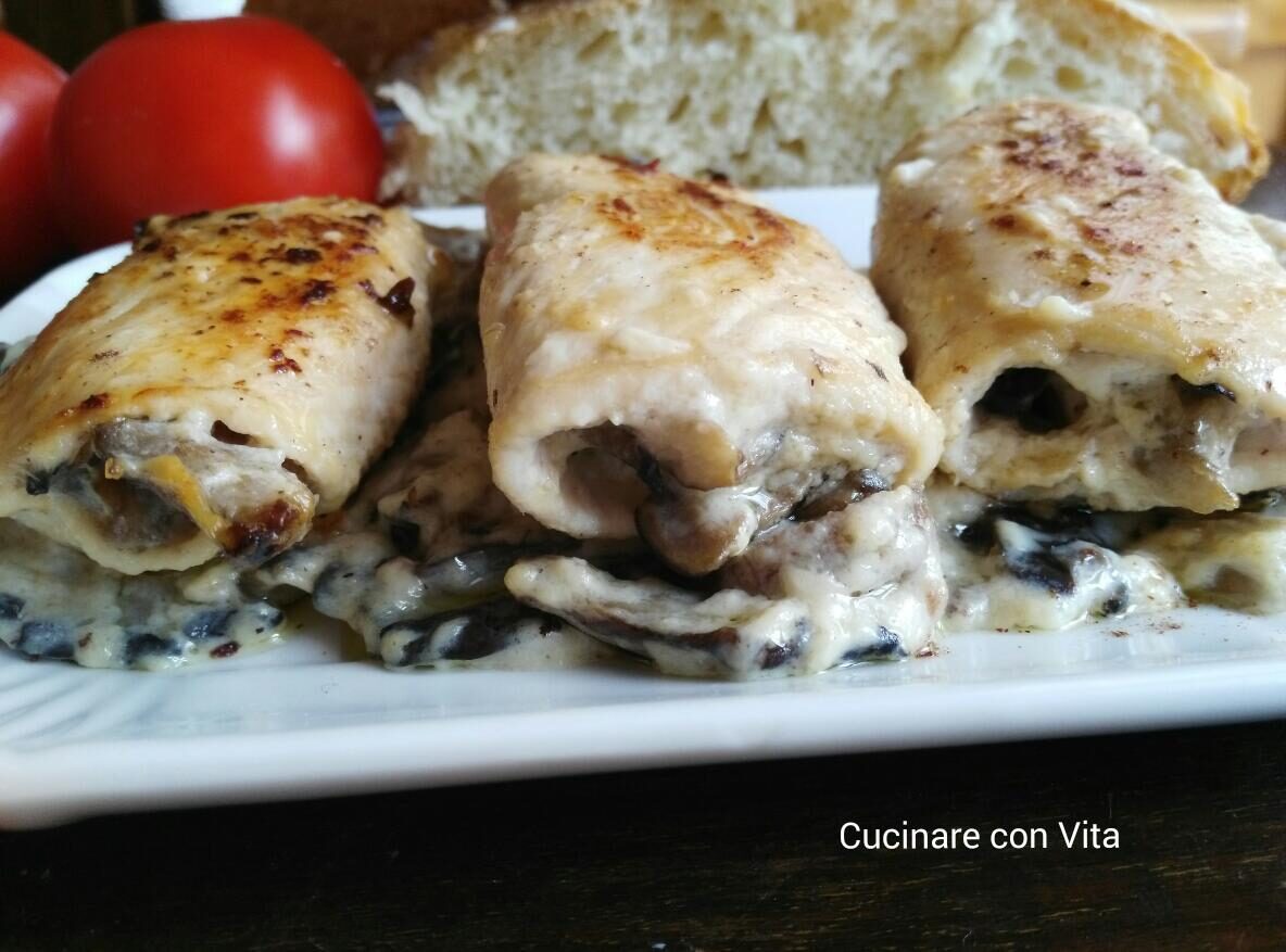 Involtini di pollo con funghi