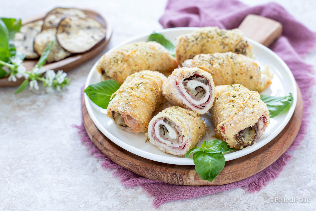 Involtini di pollo con melanzane e prosciutto