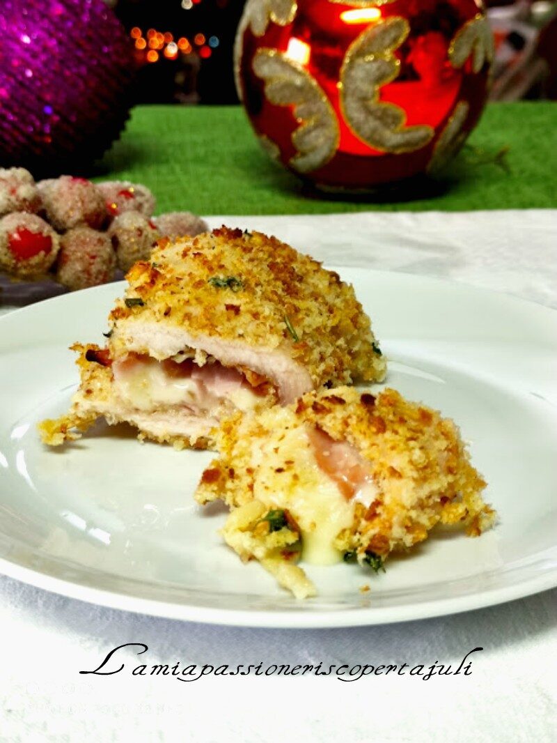 involtini di pollo con prosciutto e trito di mandorle