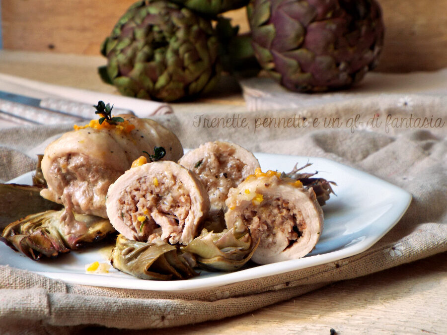 Involtini di pollo ripieni di salsiccia profumati all’arancia