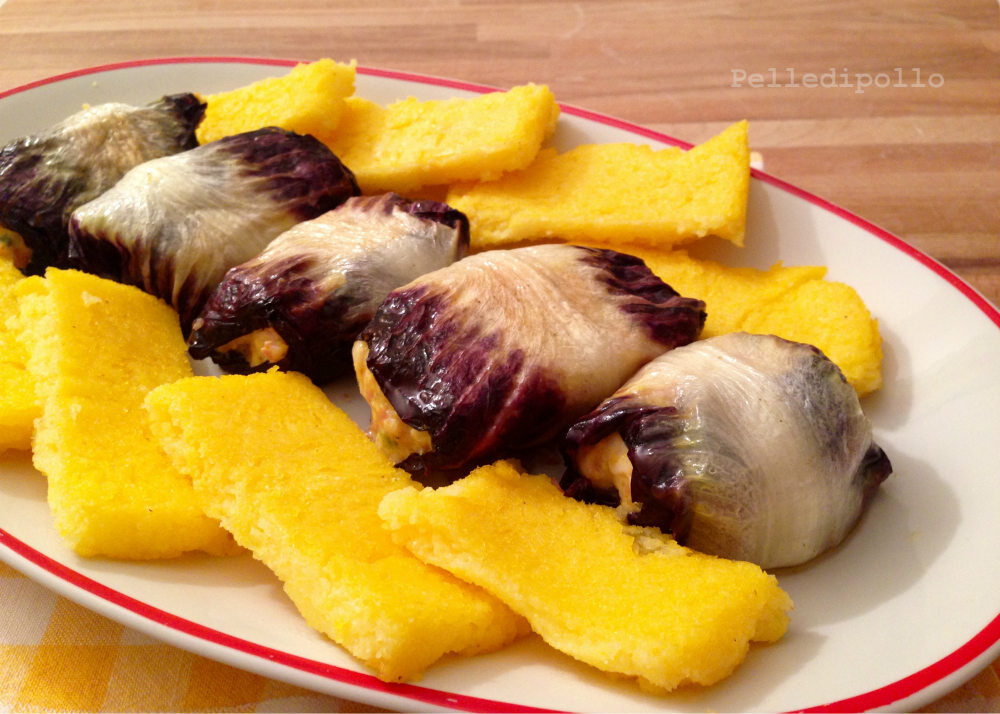 Involtini di radicchio con pollo e mortadella