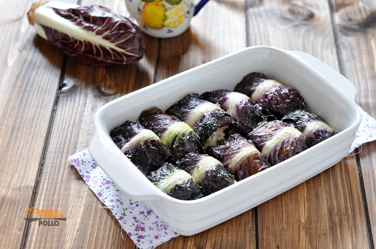 Involtini di radicchio con riso e provola
