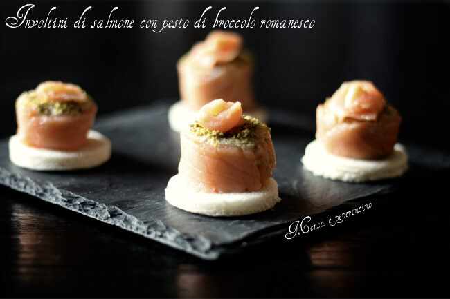 Involtini di salmone con pesto di broccolo romanesco