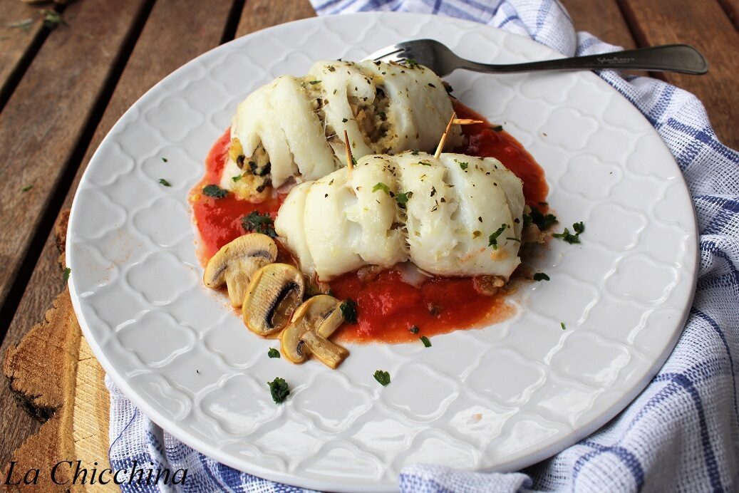 Involtini di sogliola con champignon e parmigiano