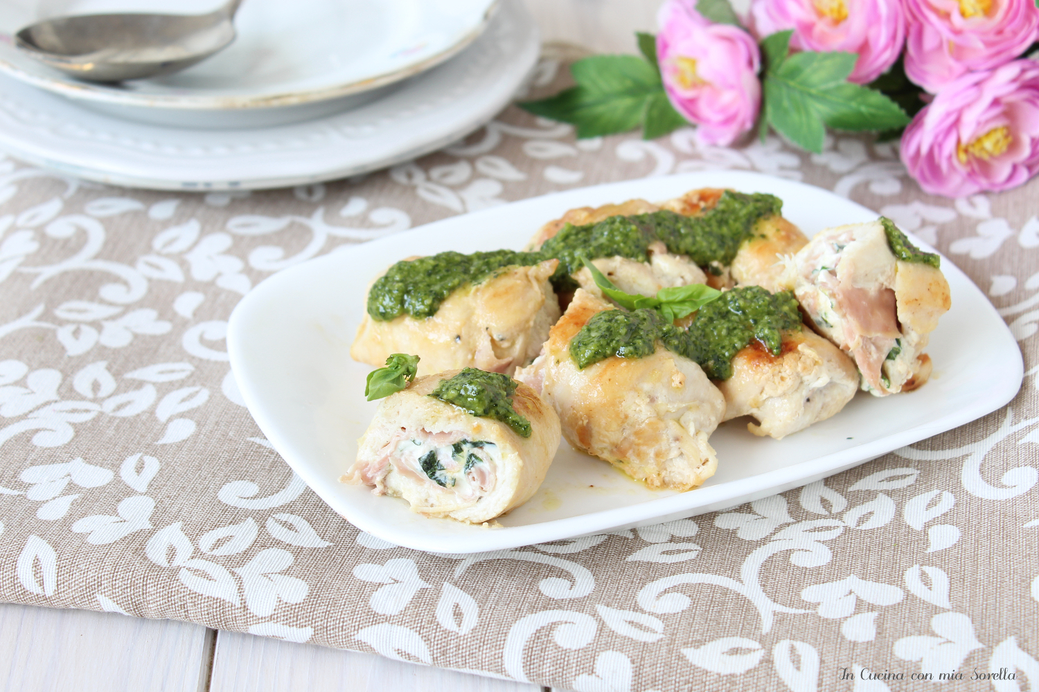 Involtini di tacchino al pesto