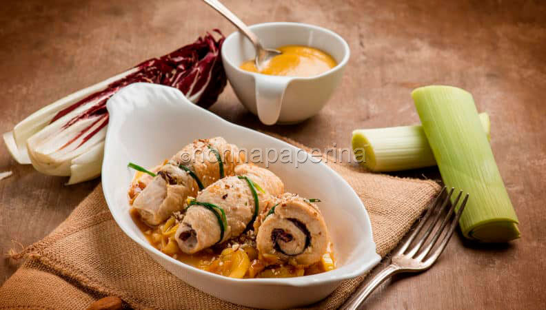 Involtini di tacchino al radicchio e mandorle : facile e gustoso