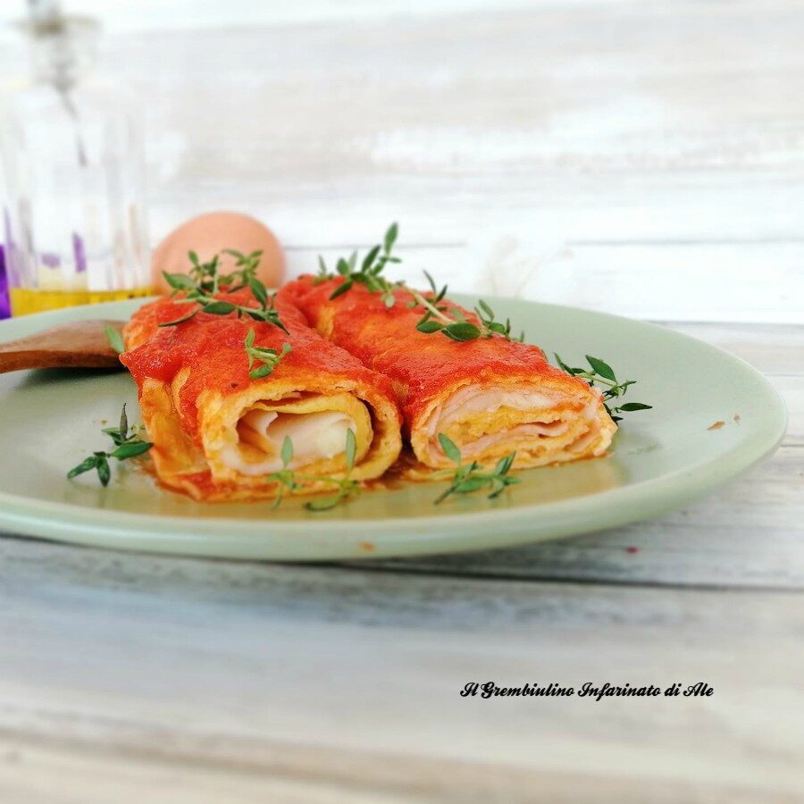 Involtini di uova farciti al prosciutto cotto