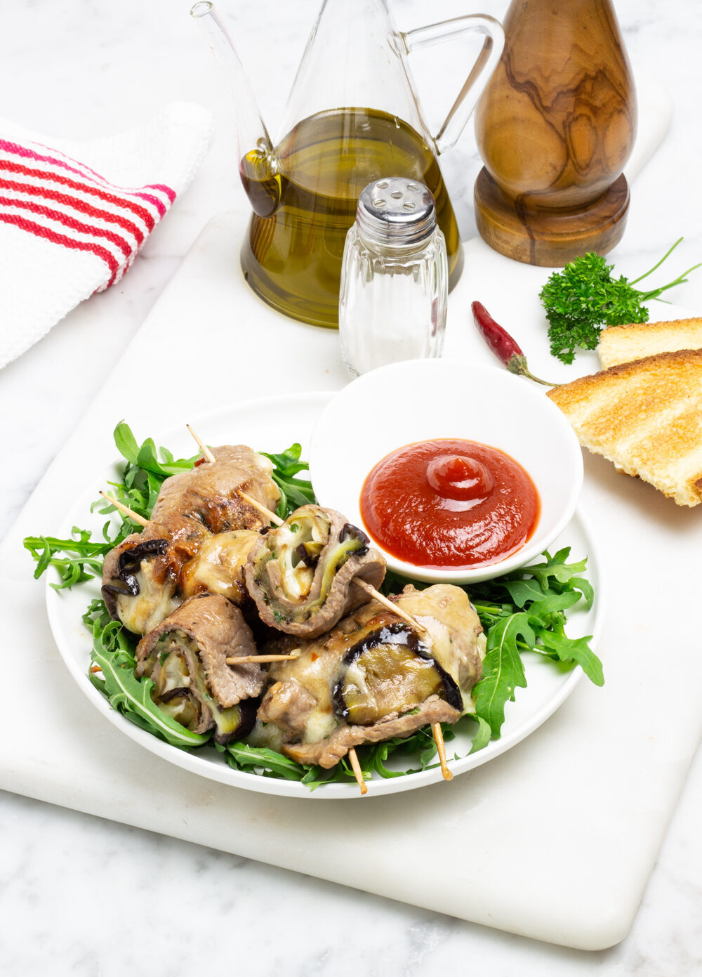 Involtini di vitello con melanzane e scamorza