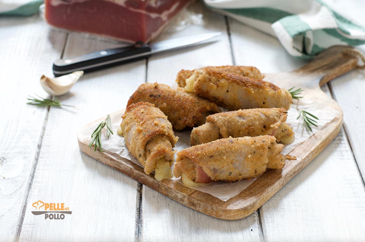 Involtini di vitello impanati con speck e provola