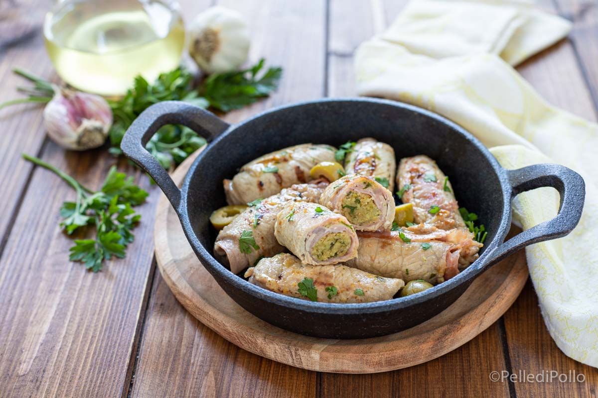 Involtini di vitello ripieni in padella