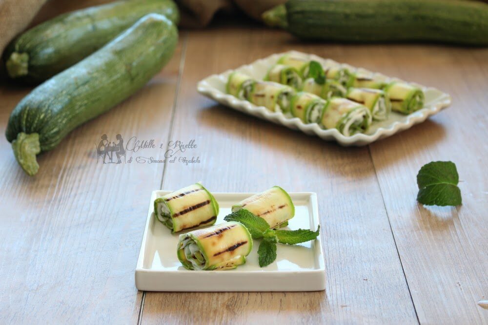 Involtini freddi di zucchina alla crema di ricotta e menta
