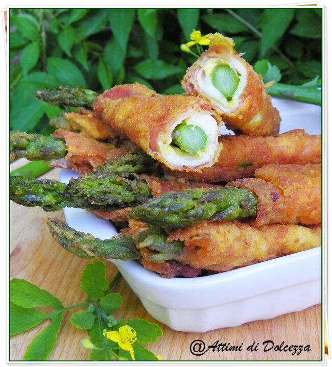 Involtini fritti di asparagi e prosciutto