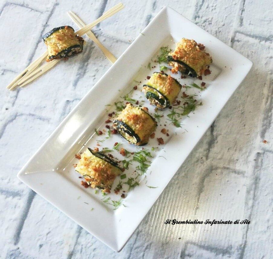 Involtini gratinati di zucchine.