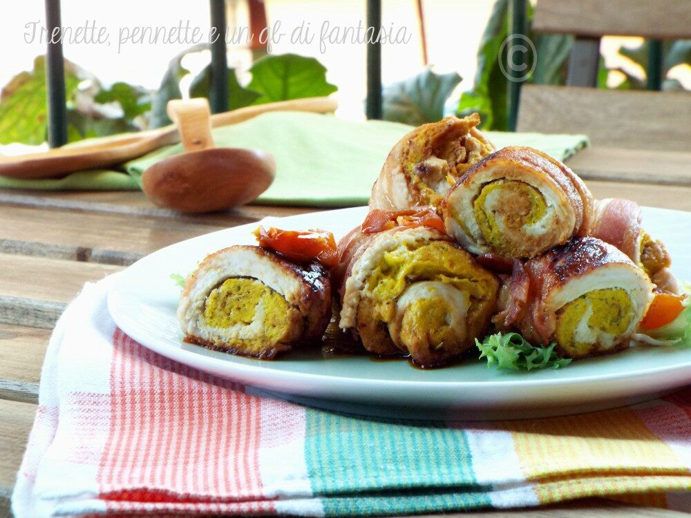 Involtini ripieni in crosta di bacon