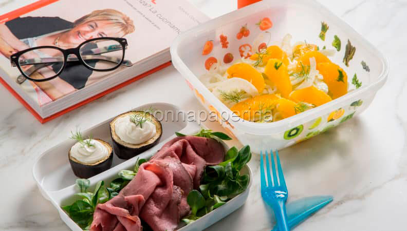 La bontà della schiscetta con roastbeef e melanzane